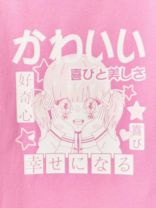 футболка с принтом аниме для девочек от бренда sela вид слева