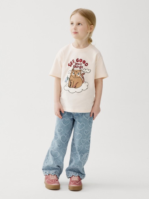 футболка с принтом для девочек от бренда sela вид слева