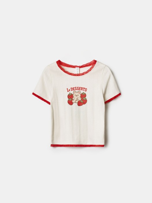 футболка с принтом и кружевом для девочек 4610517366627 фотография