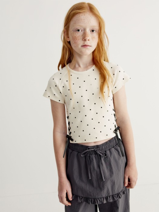 футболка с принтом и шнуровкой для девочек 4610517352736 фотография