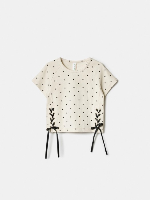 футболка с принтом и шнуровкой для девочек по цене 1499 руб вид справа