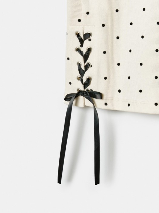 футболка с принтом и шнуровкой для девочек из хлопка спереди