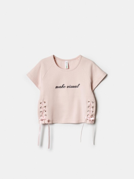 футболка с принтом и шнуровкой для девочек по цене 1499 руб вид справа