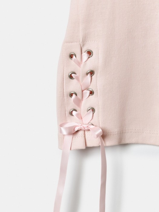 футболка с принтом и шнуровкой для девочек из хлопка спереди