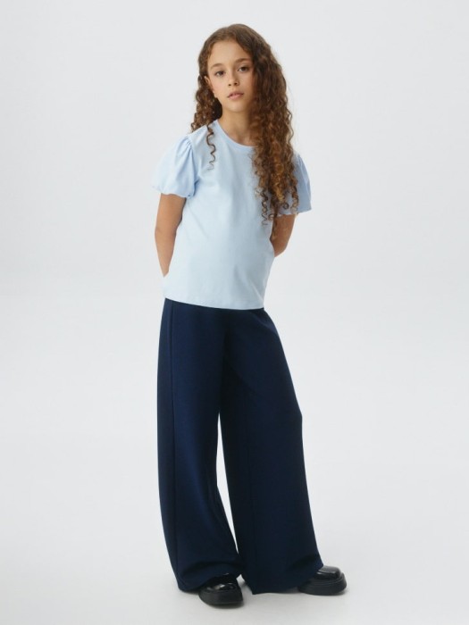 футболка с пышными рукавами для девочек от бренда sela вид слева