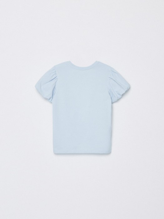футболка с пышными рукавами для девочек из хлопка спереди