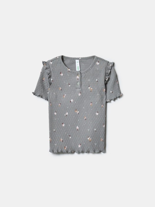 футболка в рубчик с принтом для девочек по цене 999 руб вид справа