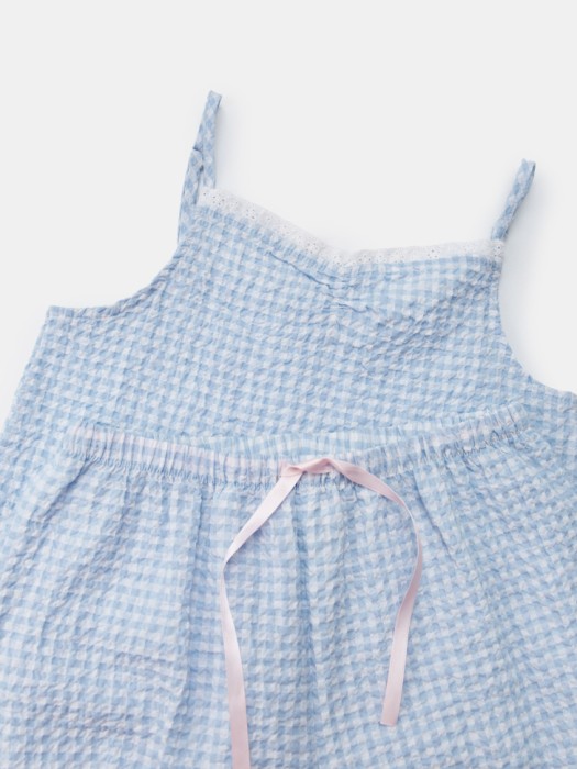 хлопковая пижама в клетку для девочек из хлопка спереди