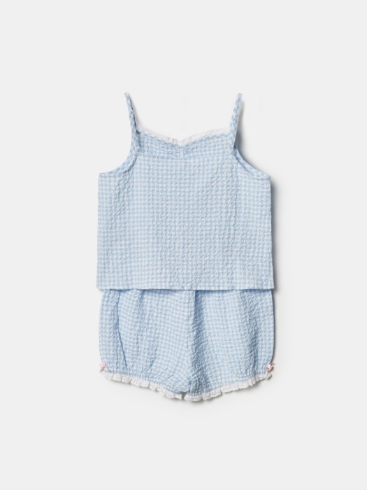 хлопковая пижама в клетку для девочек универсального стиля с лицевой стороны