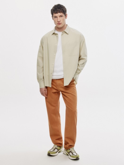 хлопковая рубашка свободного кроя от бренда sela вид слева