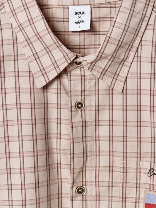 хлопковая рубашка в клетку из коллекции art people с алексеем ланцевым из хлопка спереди