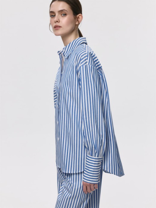 хлопковая рубашка в полоску из хлопка спереди