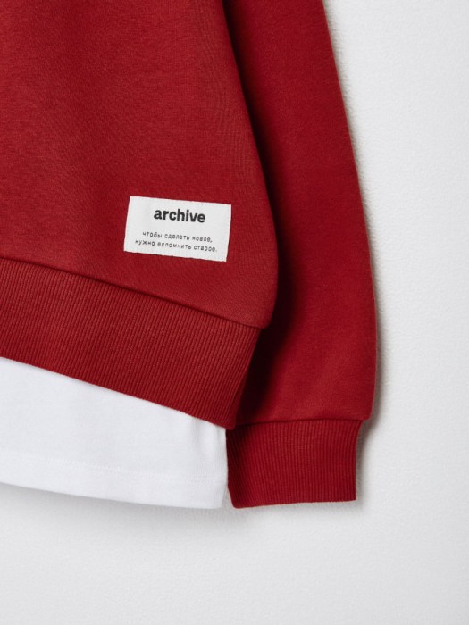 худи с имитацией футболки для девочек из коллекции  archive из хлопка спереди