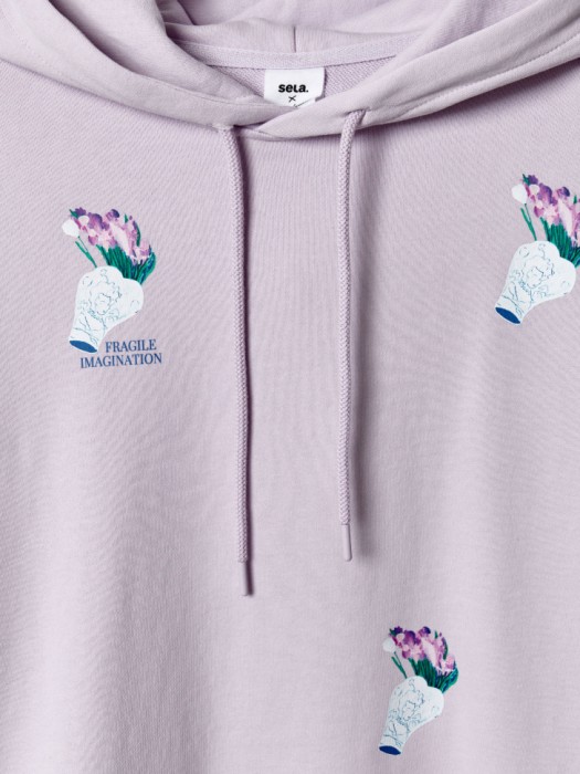 худи с принтом из коллекции art people с адель левитовой из футера спереди