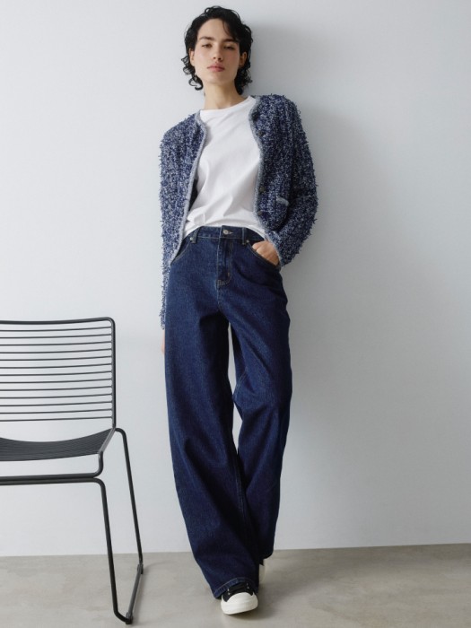 кардиган из фактурной двуцветной пряжи от бренда sela вид слева