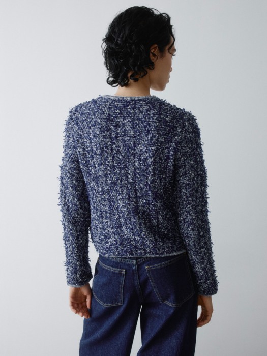 кардиган из фактурной двуцветной пряжи из россии вид сбоку