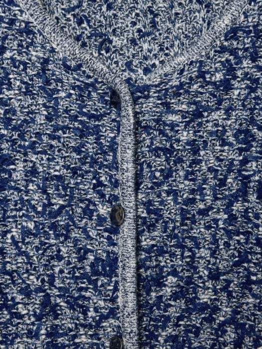 кардиган из фактурной двуцветной пряжи из льна спереди