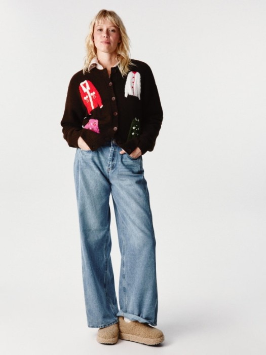 кардиган с содержанием шерсти от бренда sela вид слева