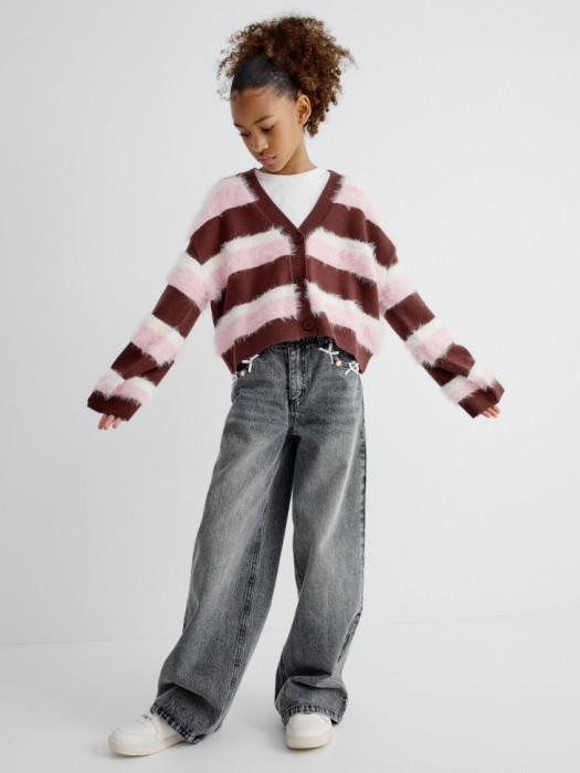 кардиган в полоску для девочек от бренда sela вид слева