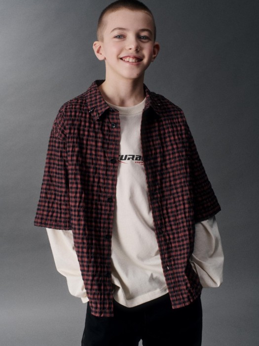 клетчатая рубашка с пирсингом на воротнике для мальчиков 4680704422481 фотография