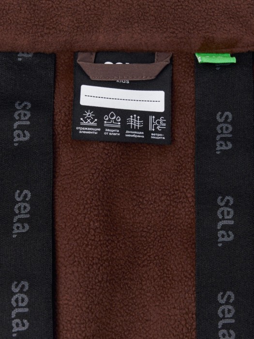 комбинезон из softshell на флисе для девочек для детского возраста с изнаночной стороны