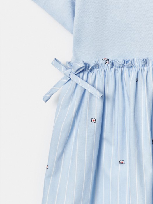 комбинированное платье с принтом hello kitty и my melody для девочек из хлопка спереди