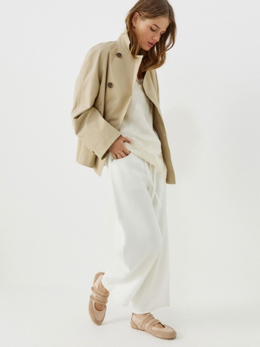 комбинированные балетки из натуральной замши и текстиля от бренда sela вид слева