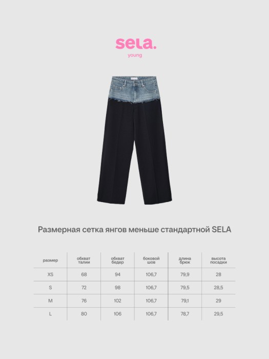комбинированные брюки из линейки  young из россии вид сбоку