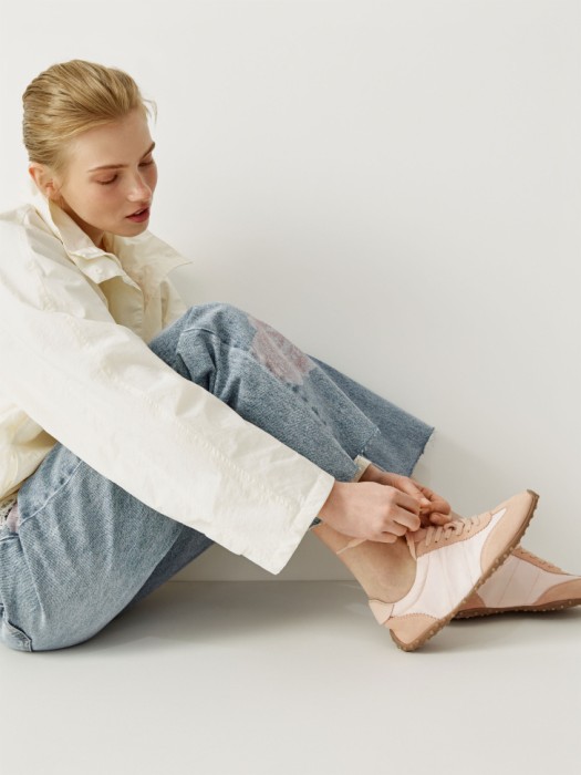 комбинированные кеды из натуральной замши, кожи и текстиля от бренда sela вид слева