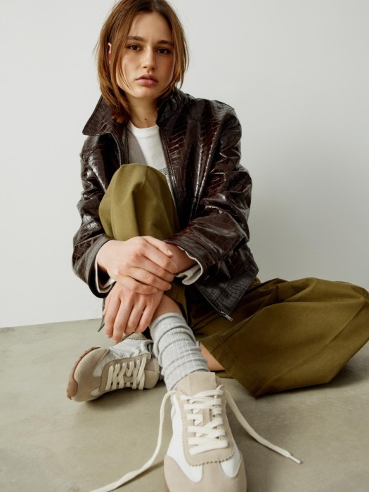 комбинированные кеды из натуральной замши, кожи и текстиля для взрослого возраста с изнаночной стороны