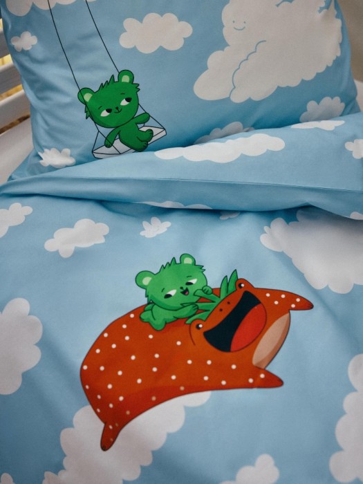 комплект детского постельного белья без простыни с вигге 140х200 от бренда sela вид слева