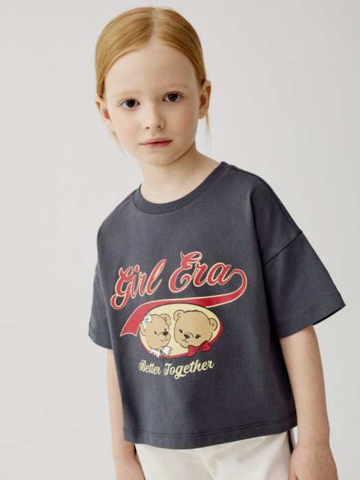 комплект из футболки и шорт для девочек из хлопка спереди