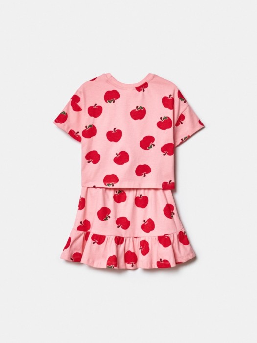 комплект из футболки и юбки для девочек из хлопка спереди