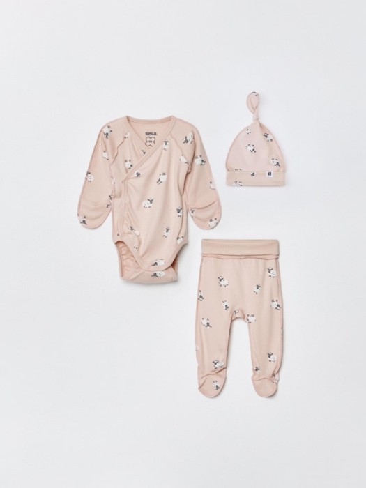 комплект из шапки, боди и ползунков для малышей 4680798134246 фотография