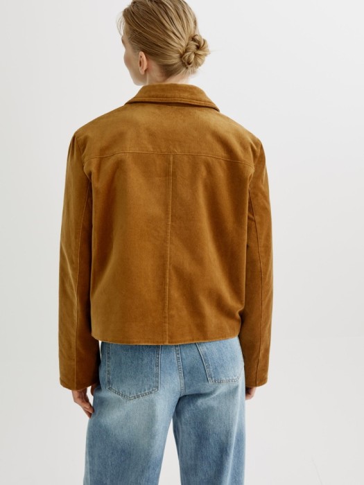 короткая бархатная куртка из хлопка из хлопка спереди