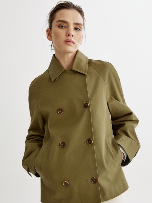 короткий двубортный тренч из твила 4610517819109 фотография