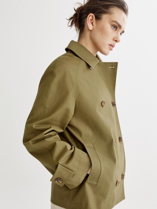 короткий двубортный тренч из твила по цене 6999 руб вид справа