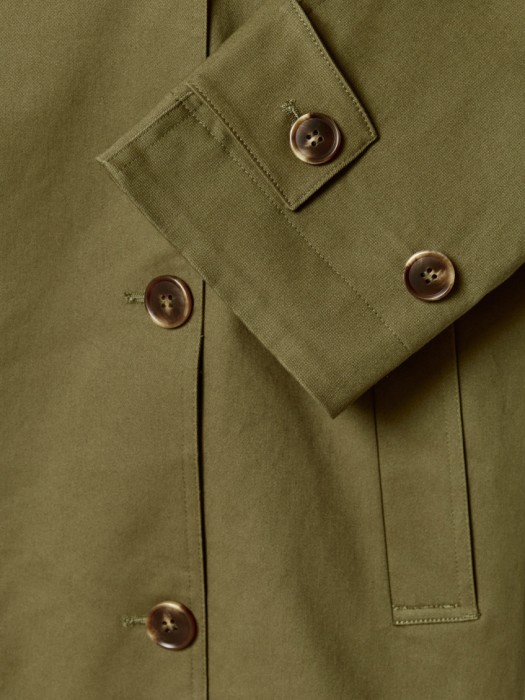 короткий двубортный тренч из твила для взрослого возраста с изнаночной стороны