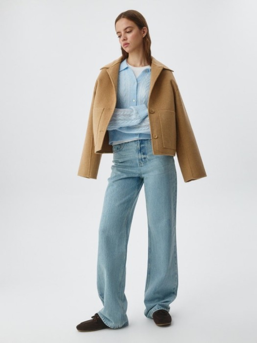 короткое полупальто из драпа с добавлением шерсти от бренда sela вид слева