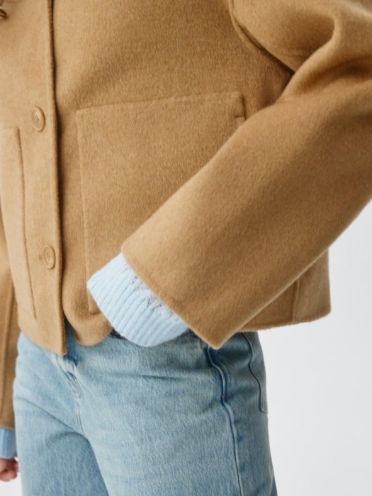 короткое полупальто из драпа с добавлением шерсти по цене 5399 руб вид справа