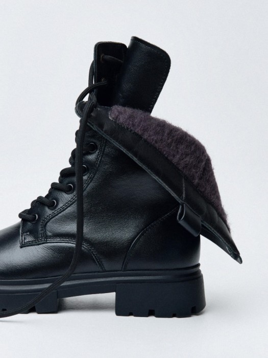 кожаные ботинки со шнуровкой для девочек от бренда sela вид слева