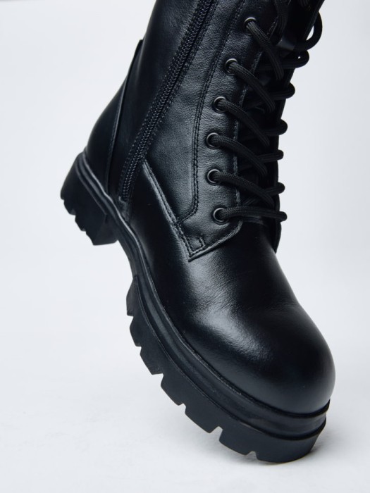 кожаные ботинки со шнуровкой для девочек из россии вид сбоку