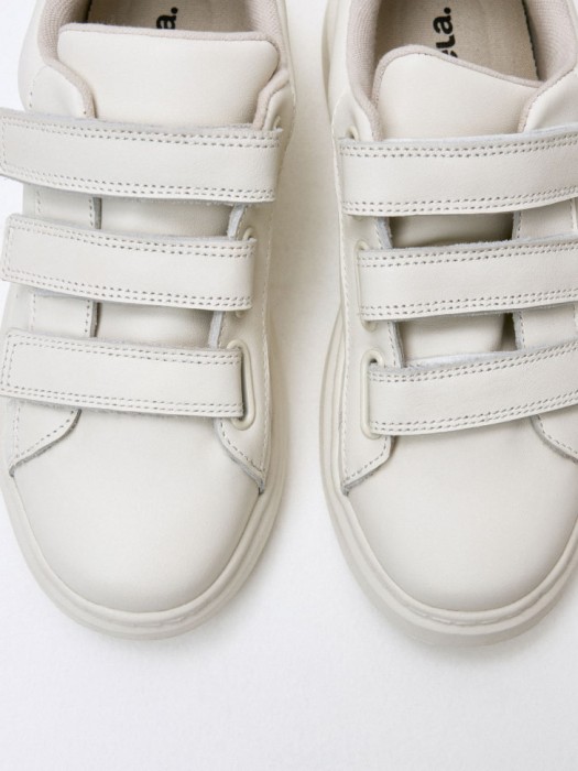 кожаные кеды на липучках детские из хлопка спереди