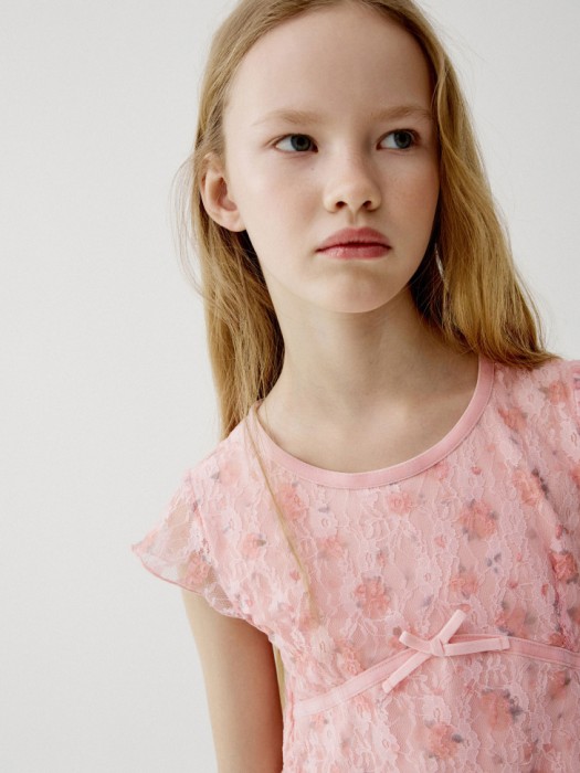 кружевное платье с цветочным принтом для девочек по цене 2499 руб вид справа