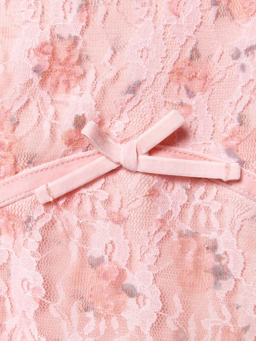 кружевное платье с цветочным принтом для девочек универсального стиля с лицевой стороны