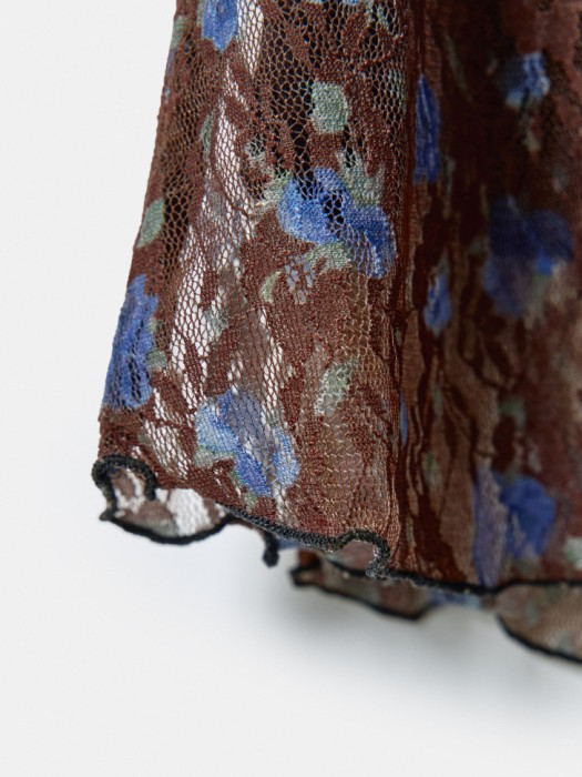 кружевное платье с цветочным принтом для девочек универсального стиля с лицевой стороны