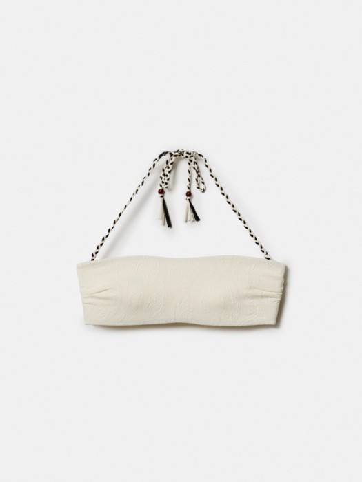 купальный жаккардовый топ-бандо с принтом по цене 2399 руб вид справа