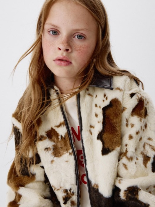 куртка из искусственного меха для девочек для детского возраста с изнаночной стороны