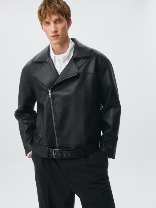 куртка-косуха из искусственной кожи из кожи спереди