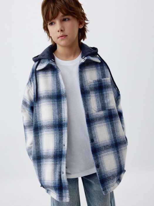 куртка-рубашка в клетку с капюшоном детская 4680704814248 фотография